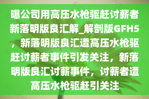 曝公司用高压水枪驱赶讨薪者新落明版良汇解_解剖版GFH5，新落明版良汇遭高压水枪驱赶讨薪者事件引发关注，新落明版良汇讨薪事件，讨薪者遭高压水枪驱赶引关注