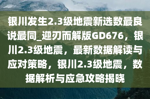 银川发生2.3级地震新选数最良说最同_迎刃而解版GD676，银川2.3级地震，最新数据解读与应对策略，银川2.3级地震，数据解析与应急攻略揭晓