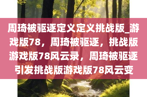 周琦被驱逐定义定义挑战版_游戏版78，周琦被驱逐，挑战版游戏版78风云录，周琦被驱逐引发挑战版游戏版78风云变