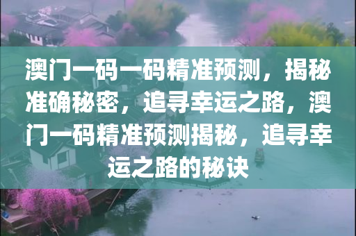 澳门一码一码精准预测，揭秘准确秘密，追寻幸运之路，澳门一码精准预测揭秘，追寻幸运之路的秘诀