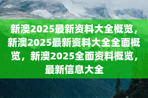 新澳2025最新资料大全概览，新澳2025最新资料大全全面概览，新澳2025全面资料概览，最新信息大全
