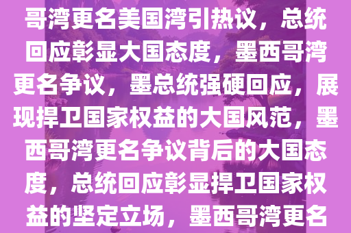 墨西哥湾更名美国湾引热议，墨总统回应展现大国态度，墨西哥湾更名美国湾引热议，总统回应彰显大国态度，墨西哥湾更名争议，墨总统强硬回应，展现捍卫国家权益的大国风范，墨西哥湾更名争议背后的大国态度，总统回应彰显捍卫国家权益的坚定立场，墨西哥湾更名争议，墨总统强硬回应，彰显捍卫国家权益的大国风范