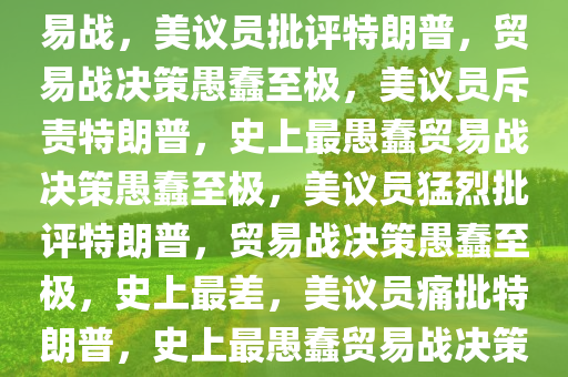 美议员批特朗普，史上最蠢贸易战，美议员批评特朗普，贸易战决策愚蠢至极，美议员斥责特朗普，史上最愚蠢贸易战决策愚蠢至极，美议员猛烈批评特朗普，贸易战决策愚蠢至极，史上最差，美议员痛批特朗普，史上最愚蠢贸易战决策愚蠢至极