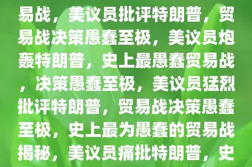 美议员批特朗普，史上最蠢贸易战，美议员批评特朗普，贸易战决策愚蠢至极，美议员炮轰特朗普，史上最愚蠢贸易战，决策愚蠢至极，美议员猛烈批评特朗普，贸易战决策愚蠢至极，史上最为愚蠢的贸易战揭秘，美议员痛批特朗普，史上最愚蠢贸易战决策内幕揭露