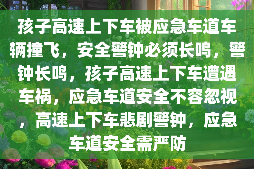 孩子高速上下车被应急车道车辆撞飞，安全警钟必须长鸣，警钟长鸣，孩子高速上下车遭遇车祸，应急车道安全不容忽视，高速上下车悲剧警钟，应急车道安全需严防
