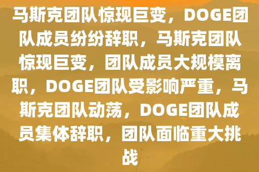马斯克团队惊现巨变，DOGE团队成员纷纷辞职，马斯克团队惊现巨变，团队成员大规模离职，DOGE团队受影响严重，马斯克团队动荡，DOGE团队成员集体辞职，团队面临重大挑战