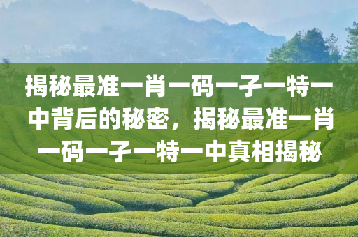 揭秘最准一肖一码一孑一特一中背后的秘密，揭秘最准一肖一码一孑一特一中真相揭秘