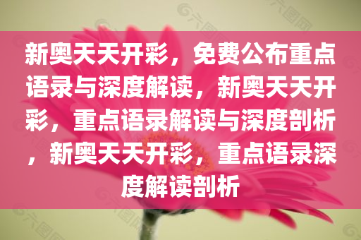 新奥天天开彩，免费公布重点语录与深度解读，新奥天天开彩，重点语录解读与深度剖析，新奥天天开彩，重点语录深度解读剖析
