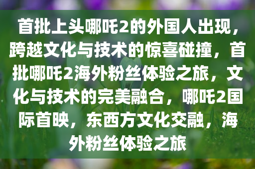首批上头哪吒2的外国人出现，跨越文化与技术的惊喜碰撞，首批哪吒2海外粉丝体验之旅，文化与技术的完美融合，哪吒2国际首映，东西方文化交融，海外粉丝体验之旅