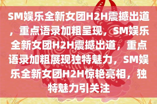 SM娱乐全新女团H2H震撼出道，重点语录加粗呈现，SM娱乐全新女团H2H震撼出道，重点语录加粗展现独特魅力，SM娱乐全新女团H2H惊艳亮相，独特魅力引关注