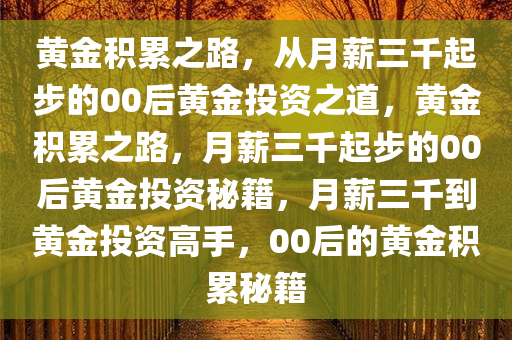 黄金积累之路，从月薪三千起步的00后黄金投资之道，黄金积累之路，月薪三千起步的00后黄金投资秘籍，月薪三千到黄金投资高手，00后的黄金积累秘籍今晚必出三肖2025_2025新澳门精准免费提供·精确判断