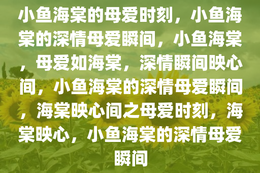 小鱼海棠的母爱时刻，小鱼海棠的深情母爱瞬间，小鱼海棠，母爱如海棠，深情瞬间映心间，小鱼海棠的深情母爱瞬间，海棠映心间之母爱时刻，海棠映心，小鱼海棠的深情母爱瞬间今晚必出三肖2025_2025新澳门精准免费提供·精确判断