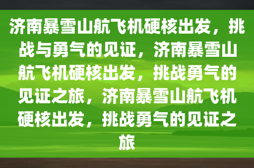 济南暴雪山航飞机硬核出发，挑战与勇气的见证，济南暴雪山航飞机硬核出发，挑战勇气的见证之旅，济南暴雪山航飞机硬核出发，挑战勇气的见证之旅今晚必出三肖2025_2025新澳门精准免费提供·精确判断
