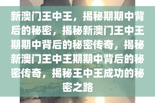 新澳门王中王100%期期中