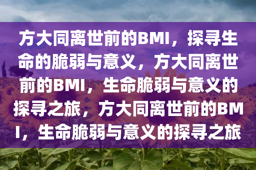 方大同离世前的BMI，探寻生命的脆弱与意义，方大同离世前的BMI，生命脆弱与意义的探寻之旅，方大同离世前的BMI，生命脆弱与意义的探寻之旅