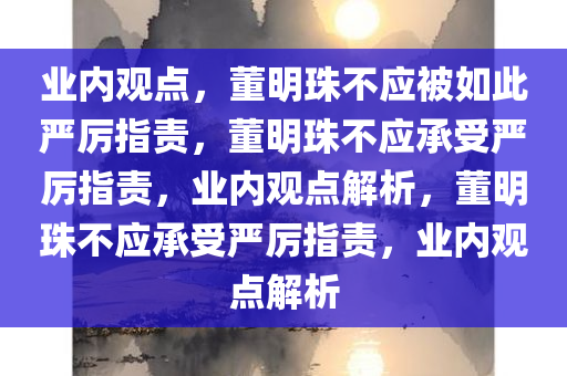业内观点，董明珠不应被如此严厉指责，董明珠不应承受严厉指责，业内观点解析，董明珠不应承受严厉指责，业内观点解析