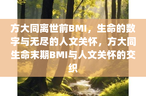 方大同离世前BMI，生命的数字与无尽的人文关怀，方大同生命末期BMI与人文关怀的交织今晚必出三肖2025_2025新澳门精准免费提供·精确判断