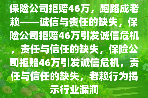 保险公司拒赔46万跑路成老赖