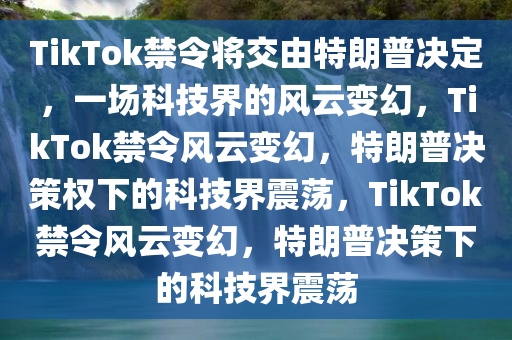TikTok禁令将交由特朗普决定，一场科技界的风云变幻，TikTok禁令风云变幻，特朗普决策权下的科技界震荡，TikTok禁令风云变幻，特朗普决策下的科技界震荡