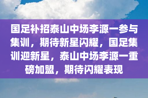 国足补招泰山中场李源一参与集训，期待新星闪耀，国足集训迎新星，泰山中场李源一重磅加盟，期待闪耀表现