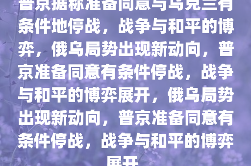 普京据称准备同意与乌克兰有条件地停战，战争与和平的博弈，俄乌局势出现新动向，普京准备同意有条件停战，战争与和平的博弈展开，俄乌局势出现新动向，普京准备同意有条件停战，战争与和平的博弈展开。