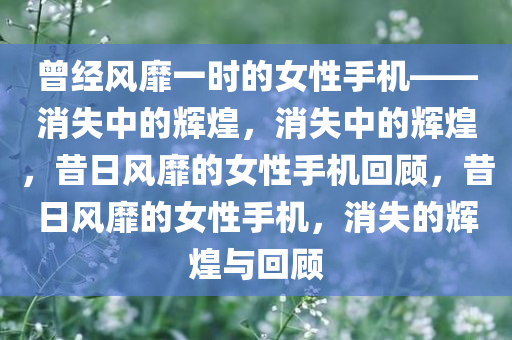 曾经风靡一时的女性手机——消失中的辉煌，消失中的辉煌，昔日风靡的女性手机回顾，昔日风靡的女性手机，消失的辉煌与回顾今晚必出三肖2025_2025新澳门精准免费提供·精确判断