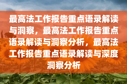 最高法工作报告重点语录解读与洞察，最高法工作报告重点语录解读与洞察分析，最高法工作报告重点语录解读与深度洞察分析今晚必出三肖2025_2025新澳门精准免费提供·精确判断