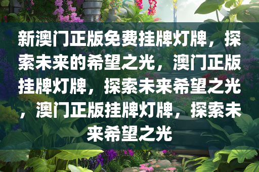 2024新澳门正版免费挂牌灯牌