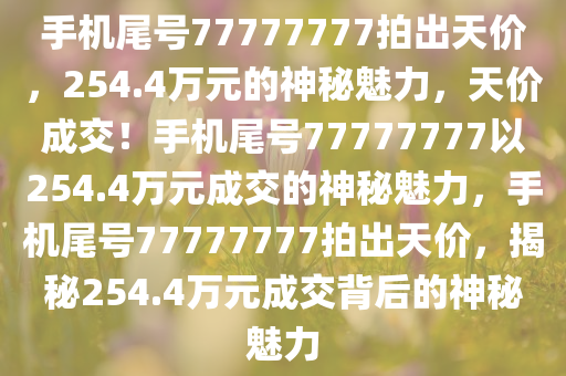 手机尾号77777777拍出天价，254.4万元的神秘魅力，天价成交！手机尾号77777777以254.4万元成交的神秘魅力，手机尾号77777777拍出天价，揭秘254.4万元成交背后的神秘魅力