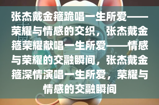 张杰戴金箍跪唱一生所爱——荣耀与情感的交织，张杰戴金箍荣耀献唱一生所爱——情感与荣耀的交融瞬间，张杰戴金箍深情演唱一生所爱，荣耀与情感的交融瞬间