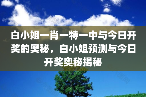 白小姐一肖一特一中与今日开奖的奥秘，白小姐预测与今日开奖奥秘揭秘今晚必出三肖2025_2025新澳门精准免费提供·精确判断