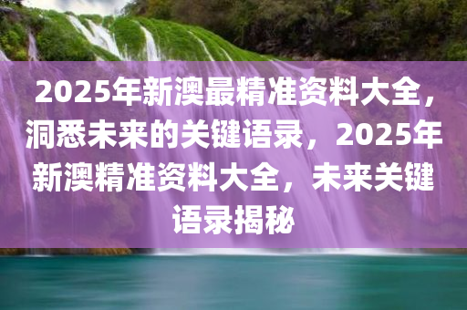 2025年新澳最精准资料大全，洞悉未来的关键语录，2025年新澳精准资料大全，未来关键语录揭秘