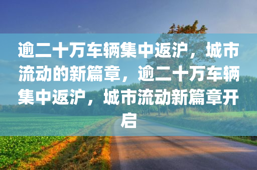 逾二十万车辆集中返沪，城市流动的新篇章，逾二十万车辆集中返沪，城市流动新篇章开启
