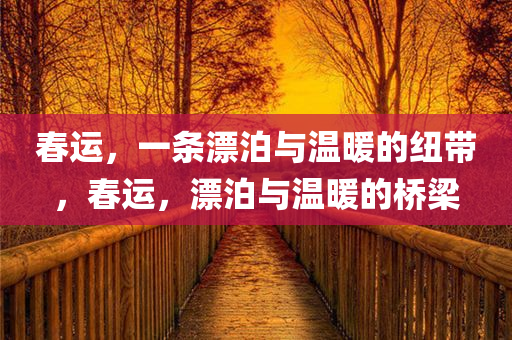 春运，一条漂泊与温暖的纽带，春运，漂泊与温暖的桥梁