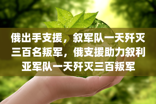 俄出手支援，叙军队一天歼灭三百名叛军，俄支援助力叙利亚军队一天歼灭三百叛军