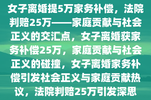 女子离婚提5万家务补偿，法院判赔25万——家庭贡献与社会正义的交汇点，女子离婚获家务补偿25万，家庭贡献与社会正义的碰撞，女子离婚家务补偿引发社会正义与家庭贡献热议，法院判赔25万引发深思今晚必出三肖2025_2025新澳门精准免费提供·精确判断