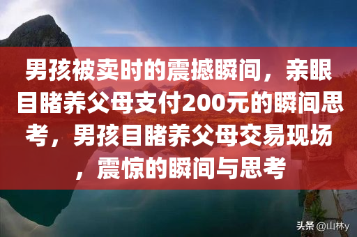 男孩被卖时的震撼瞬间，亲眼目睹养父母支付200元的瞬间思考，男孩目睹养父母交易现场，震惊的瞬间与思考今晚必出三肖2025_2025新澳门精准免费提供·精确判断