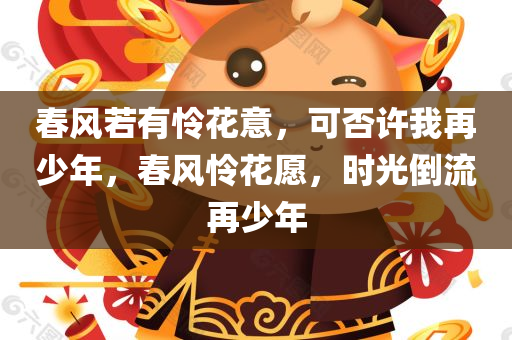 春风若有怜花意，可否许我再少年，春风怜花愿，时光倒流再少年