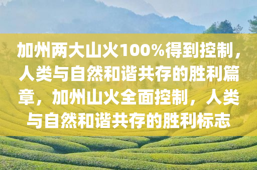 加州两大山火100%得到控制，人类与自然和谐共存的胜利篇章，加州山火全面控制，人类与自然和谐共存的胜利标志今晚必出三肖2025_2025新澳门精准免费提供·精确判断