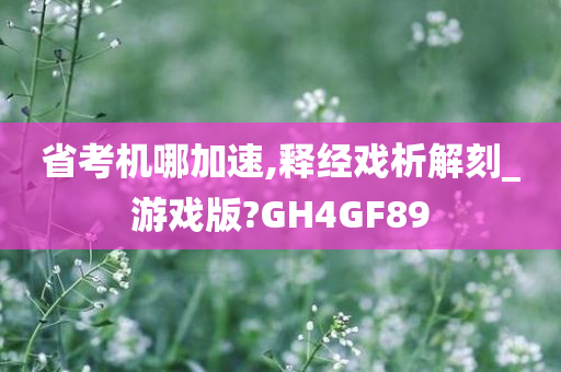 省考机哪加速,释经戏析解刻_游戏版?GH4GF89