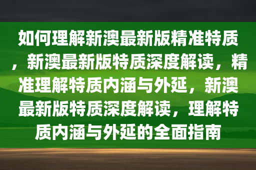 如何理解新澳最新版精准特质，新澳最新版特质深度解读，精准理解特质内涵与外延，新澳最新版特质深度解读，理解特质内涵与外延的全面指南
