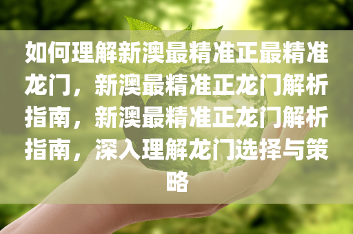 如何理解新澳最精准正最精准龙门，新澳最精准正龙门解析指南，新澳最精准正龙门解析指南，深入理解龙门选择与策略