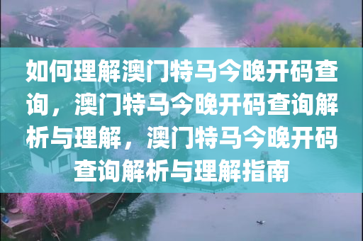 如何理解澳门特今晚必出三肖2025_2025新澳门精准免费提供·精确判断马今晚开码查询，澳门特马今晚开码查询解析与理解，澳门特马今晚开码查询解析与理解指南