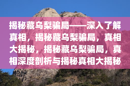 揭秘藏乌梨骗局——深入了解真相，揭秘藏乌梨骗局，真相大揭秘，揭秘藏今晚必出三肖2025_2025新澳门精准免费提供·精确判断乌梨骗局，真相深度剖析与揭秘真相大揭秘