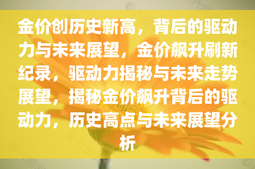 金价创历史新高，背后的驱动力与未来展望，金价飙升刷新纪录，驱动力揭秘与未来走势展望，揭秘金价飙升背后的驱动力，历史高点与未来展望分析今晚必出三肖2025_2025新澳门精准免费提供·精确判断