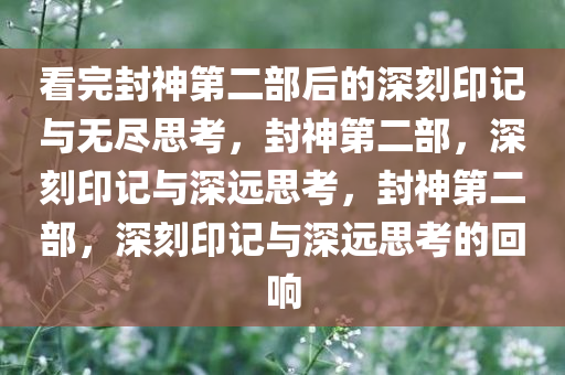 看完封神第二部后的深刻印记与无尽思考，封神第二部，深刻印记与深远思考，封神第二部，深刻印记与深远思考的回响
