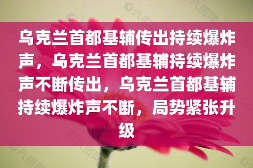 乌克兰首都基辅传出持续爆炸声，乌克兰首都基辅持续爆炸声不断传出，乌克兰首都基辅持续爆炸声不断，局势紧张升级