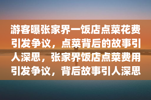 游客曝张家界一饭店点菜花费引发争议，点菜背后的故事引人深思，张家界饭店点菜费用引发争议，背后故事引人深思