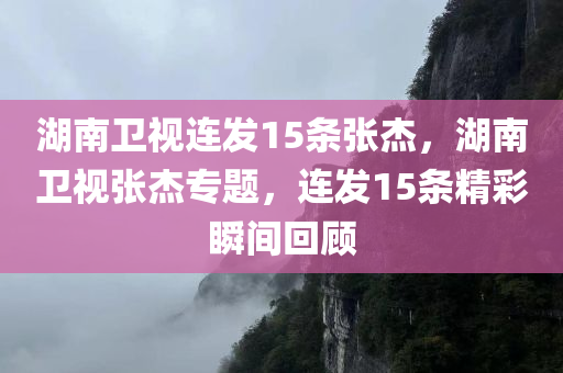 湖南卫视连发15条张杰，湖南卫视张杰专题，连发15条精彩瞬间回顾