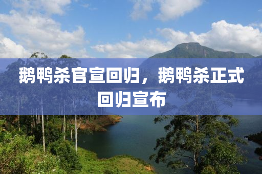 鹅鸭杀官宣回归，鹅鸭杀正式回归宣布，鹅鸭杀正式回归，游戏官宣再度来袭！